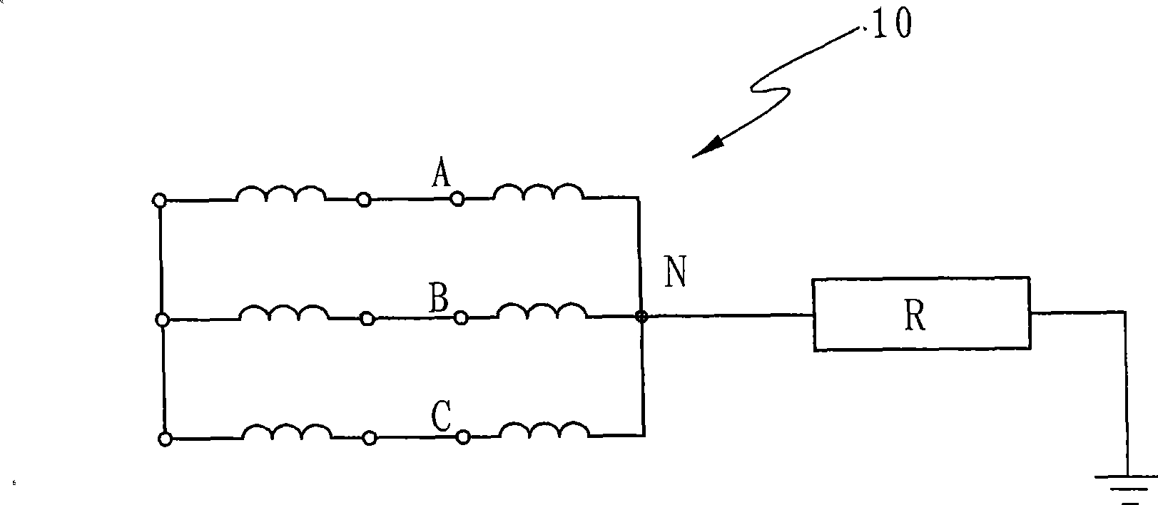 Grounding method of primary coil N end of relatively semi-insulating electromagnetic voltage transformer and iron core
