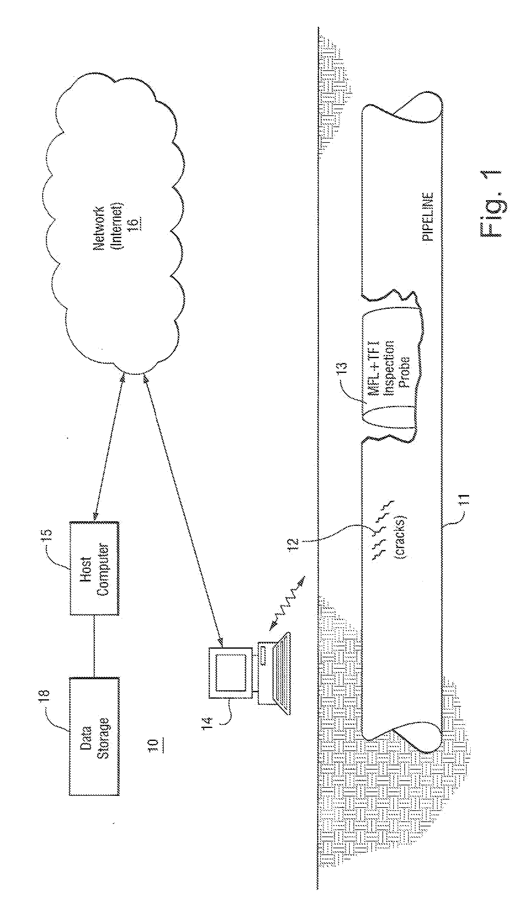 Method and apparatus inspecting pipelines using magnetic flux sensors