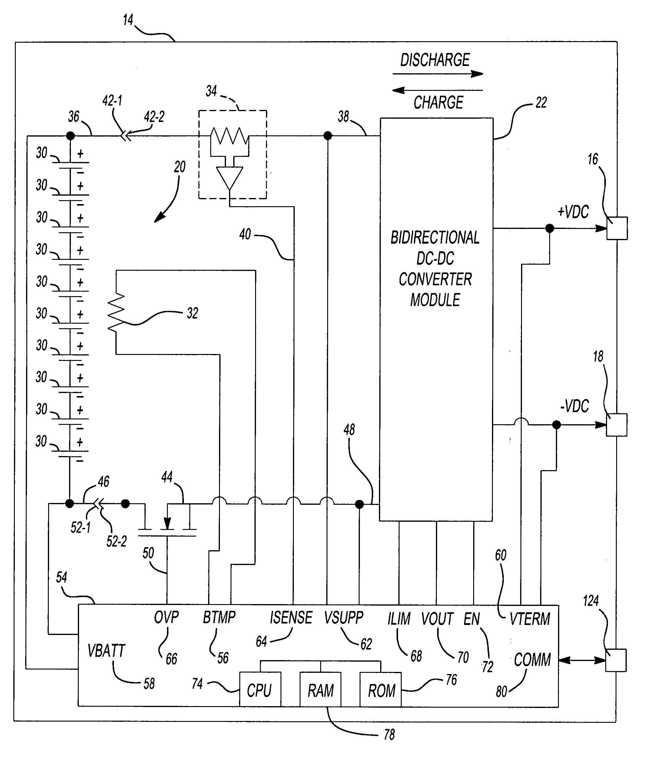 Electronic battery module (EBM) with bidirectional DC-DC converter