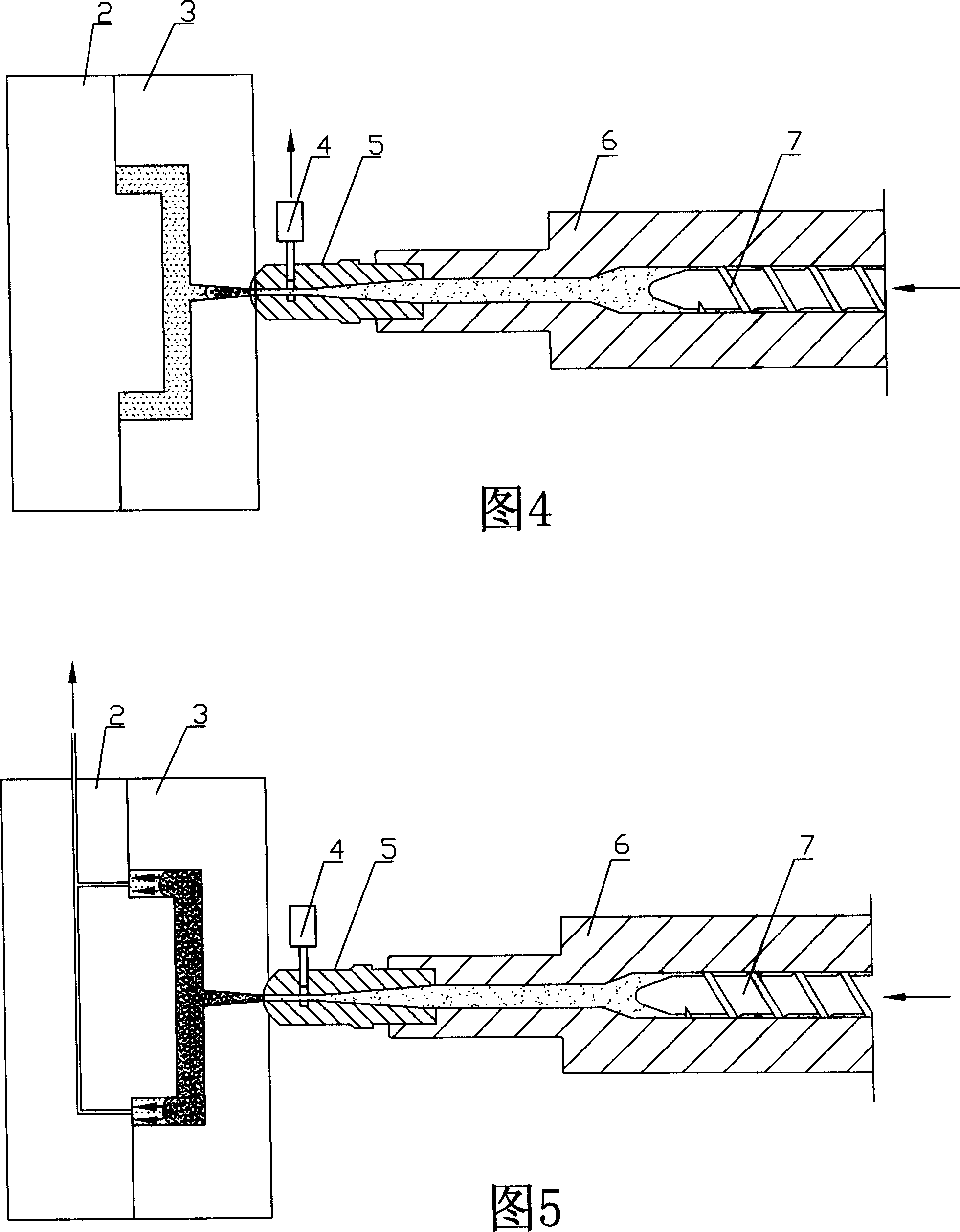 High speed injecting molding method by counter pressure method and chemical foaming method