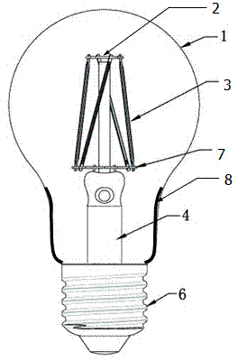 LED (Light-Emitting Diode) filament type bulb lamp with reflecting layer