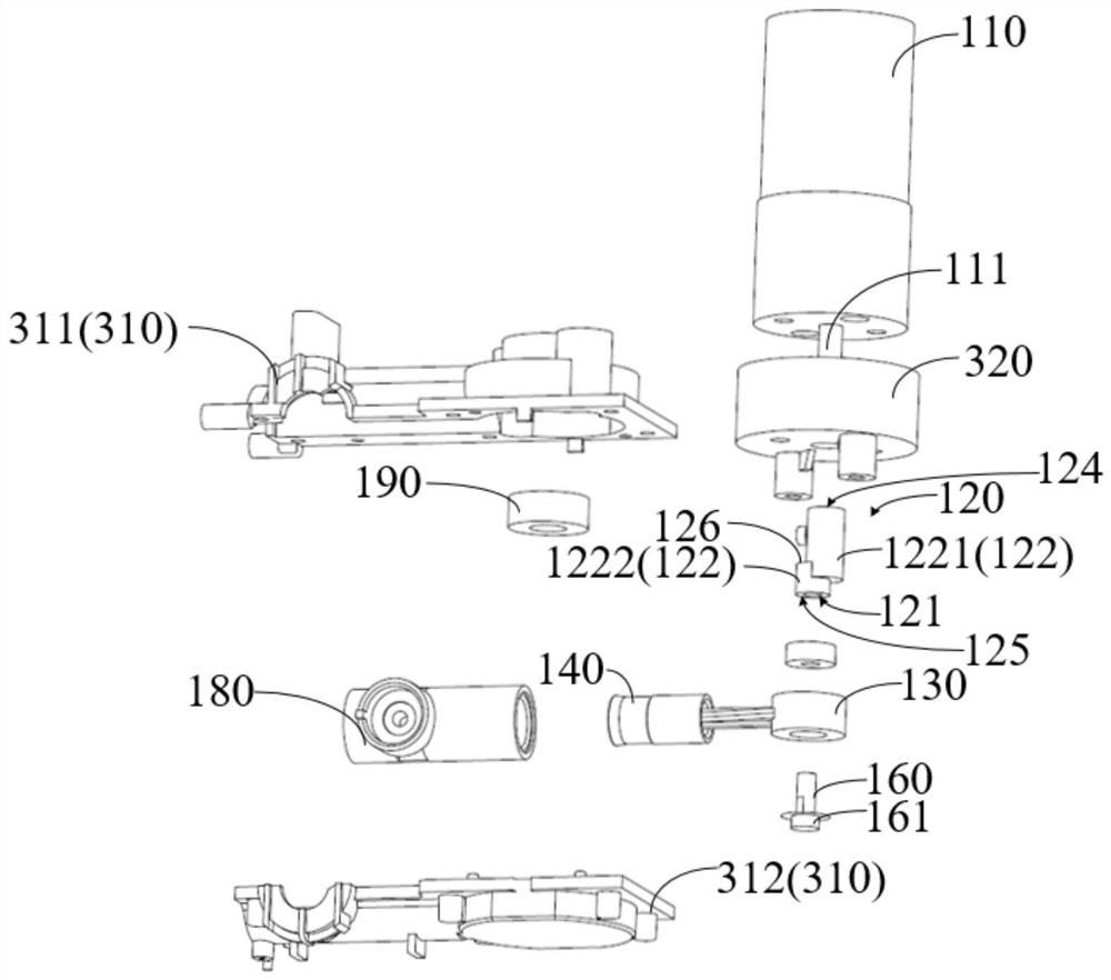 Piston driving assembly for oral care device and oral care device