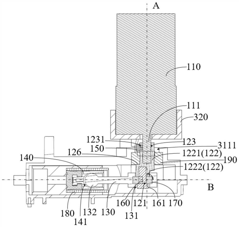 Piston driving assembly for oral care device and oral care device