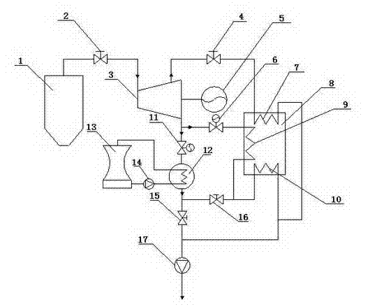 System utilizing absorption heat pump to recover exhaust steam waste heat of power station and heat boiler supply water