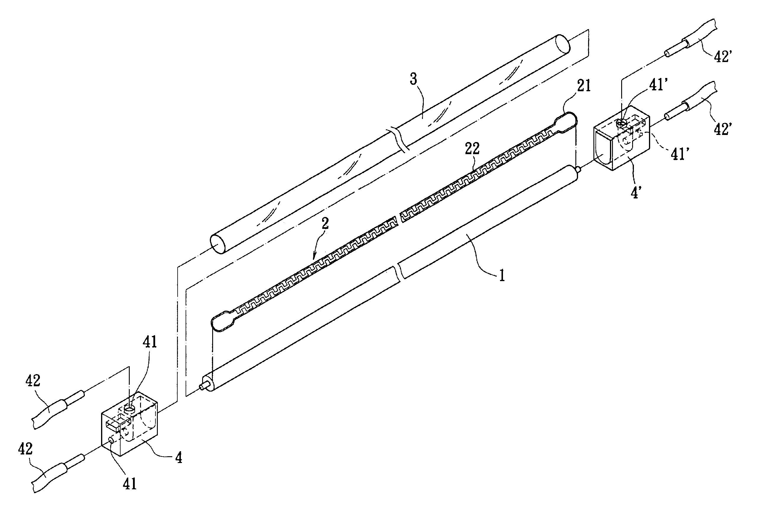 Quick temperature-raising structure of cold cathode fluorescent lamp