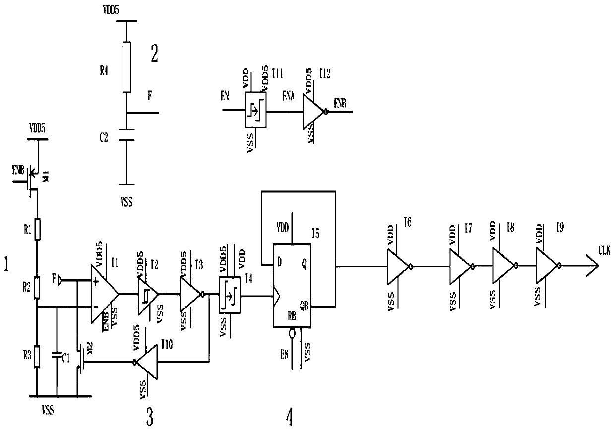 External RC frequency adjustable oscillator