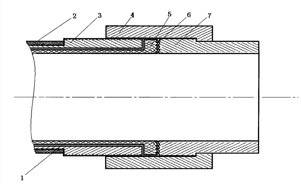 Production method for rubber-plastic subsea pipeline and connection structure for same
