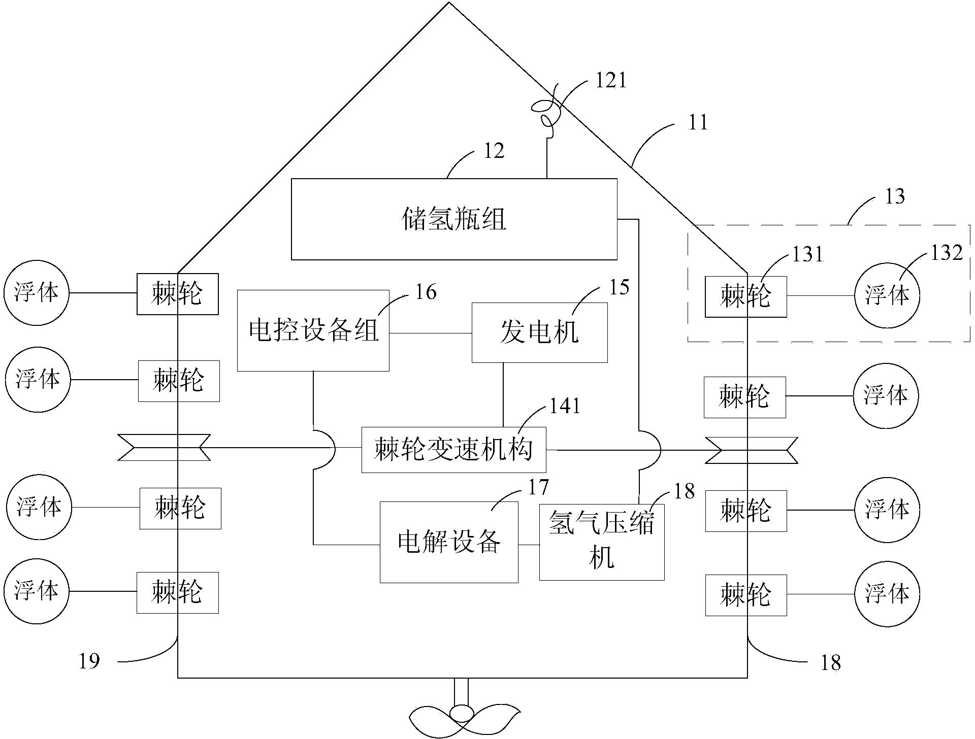 Wave power generation ship