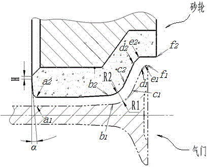 Grinding wheel for grinding air valve and method for grinding air valve