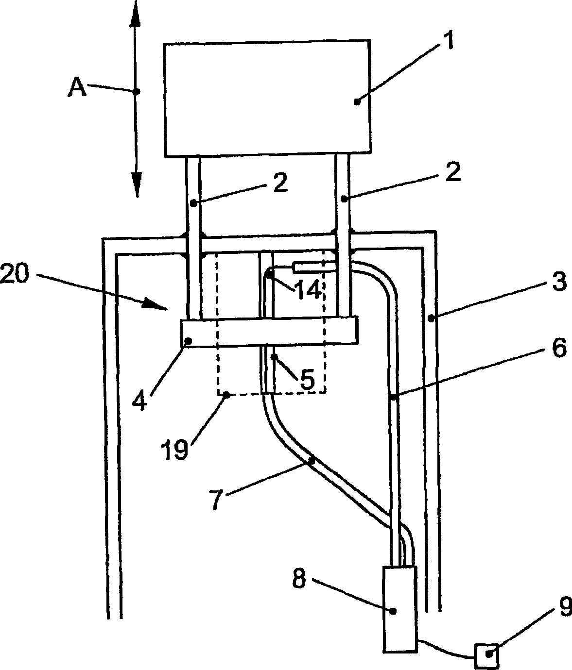 Adjuster device for height adjustment of a headrest