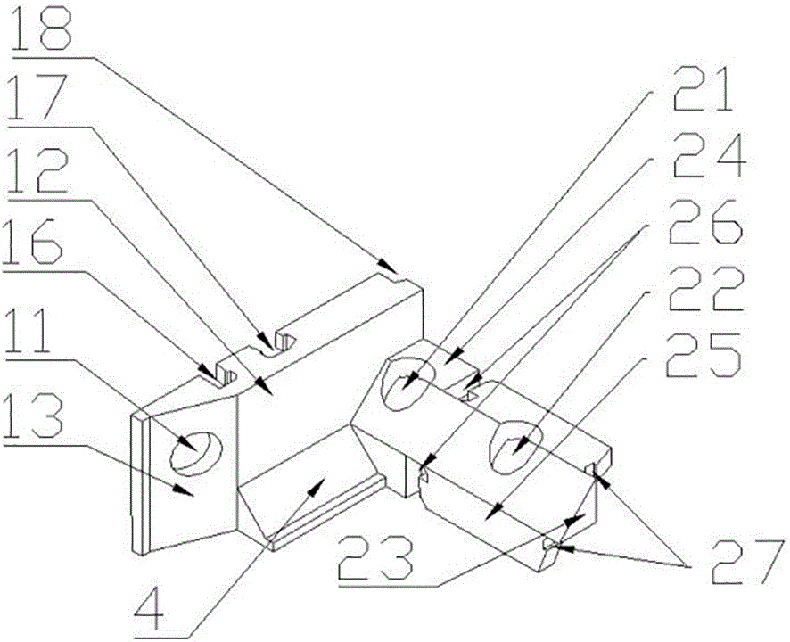 Glue injection clamp element used in window frame manufacturing process