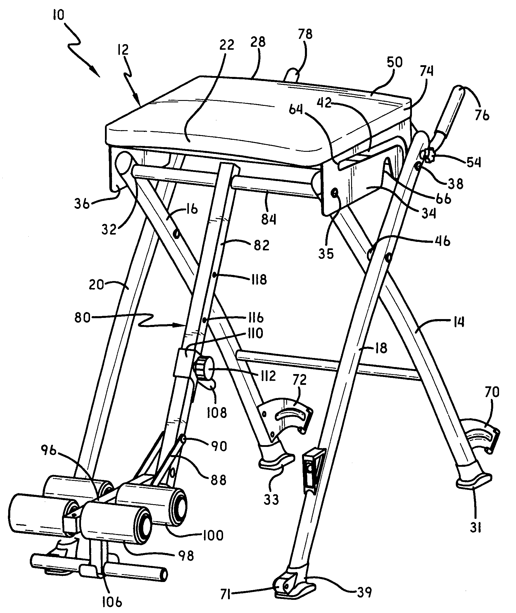 Collapsible and storable apparatus for exercising core muscles