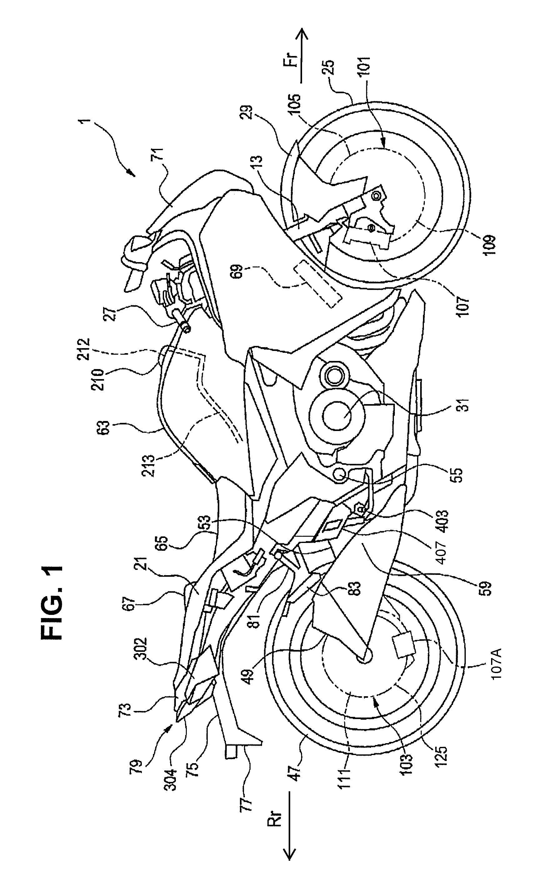 Canister mounting structure for a saddle-type vehicle, and vehicle incorporating same