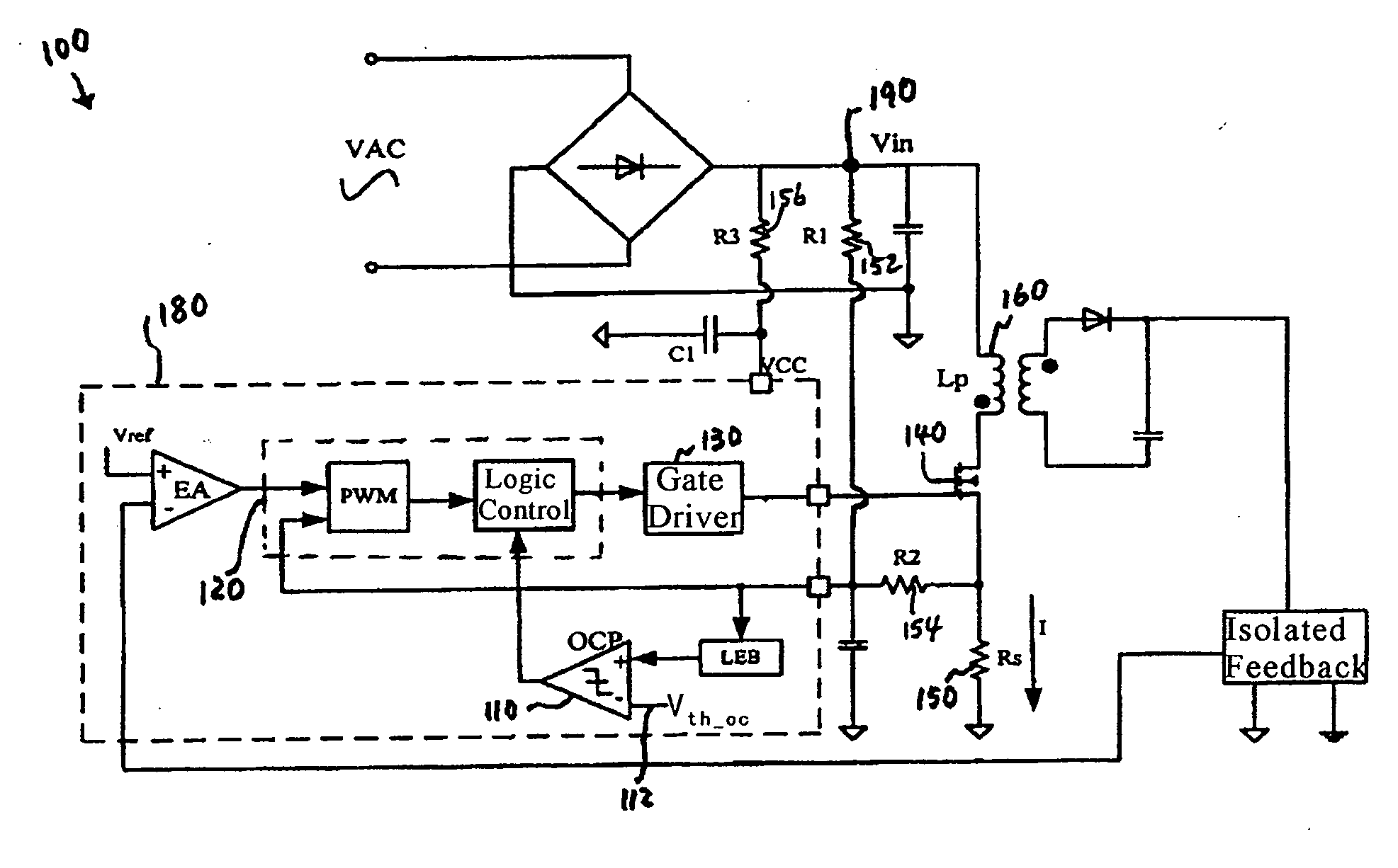 Control system and method with constant maximum current for power converter protection