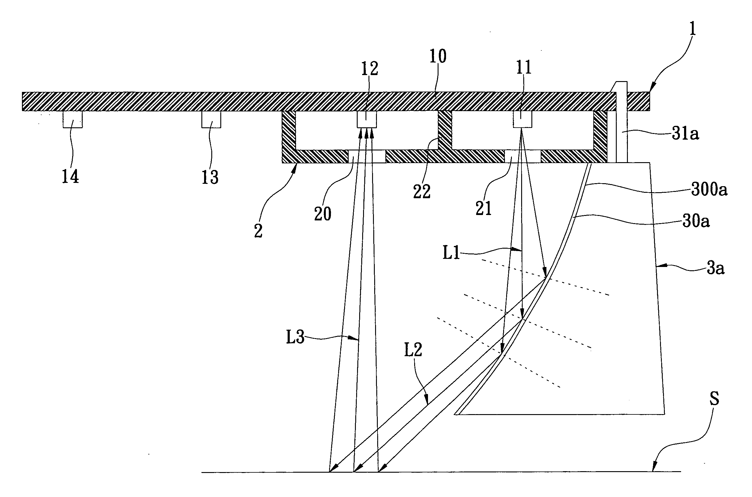 Motion-detecting module with a built-in light source