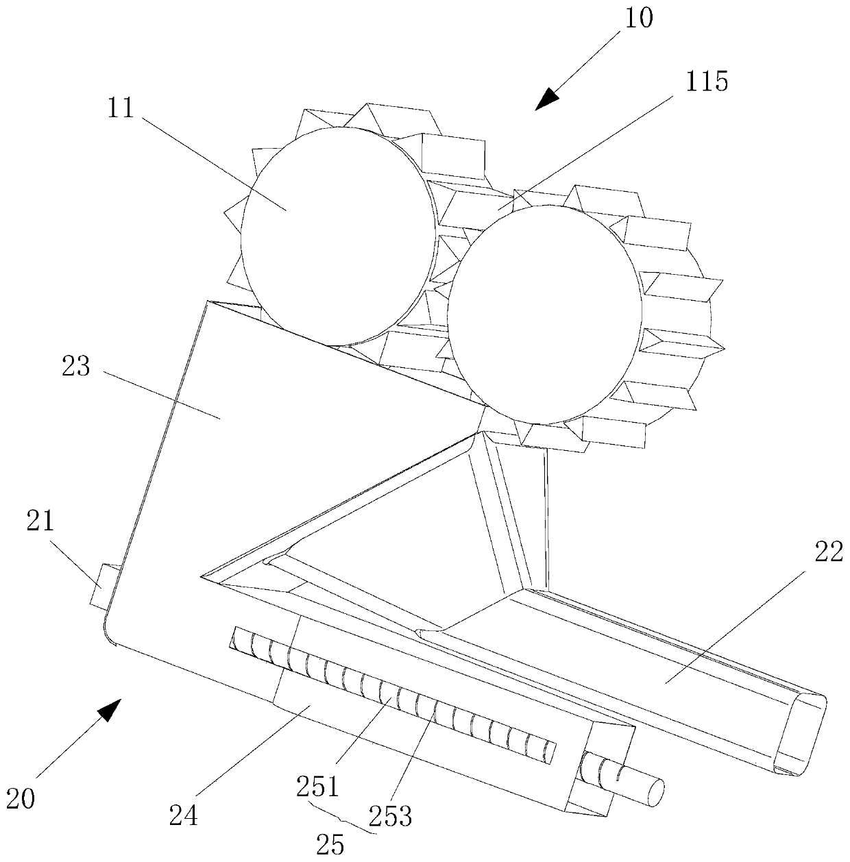 Pulverizing device for construction engineering