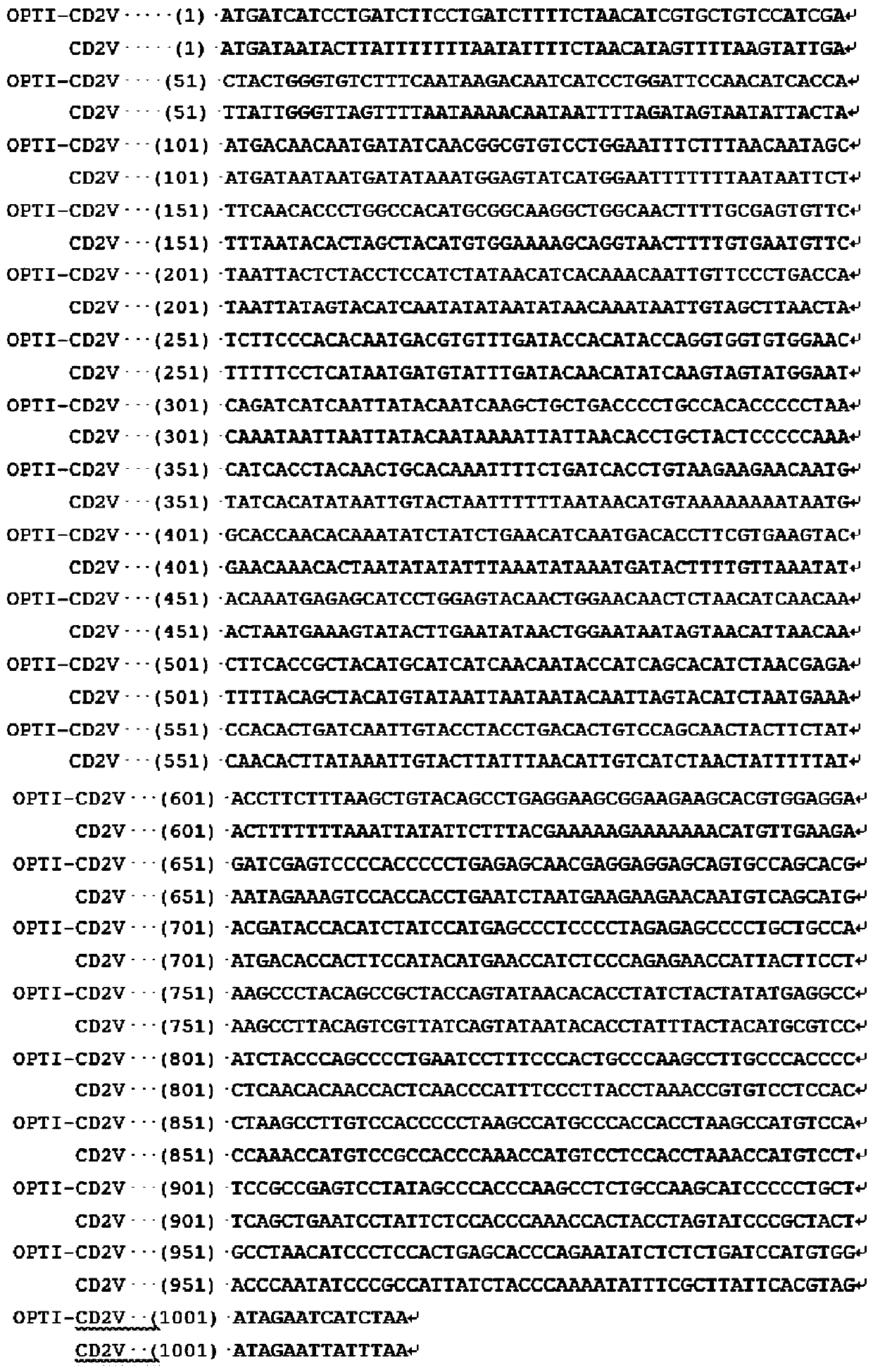 Recombinant African swine fever virus CD2V subunit protein as well as preparation method and application thereof