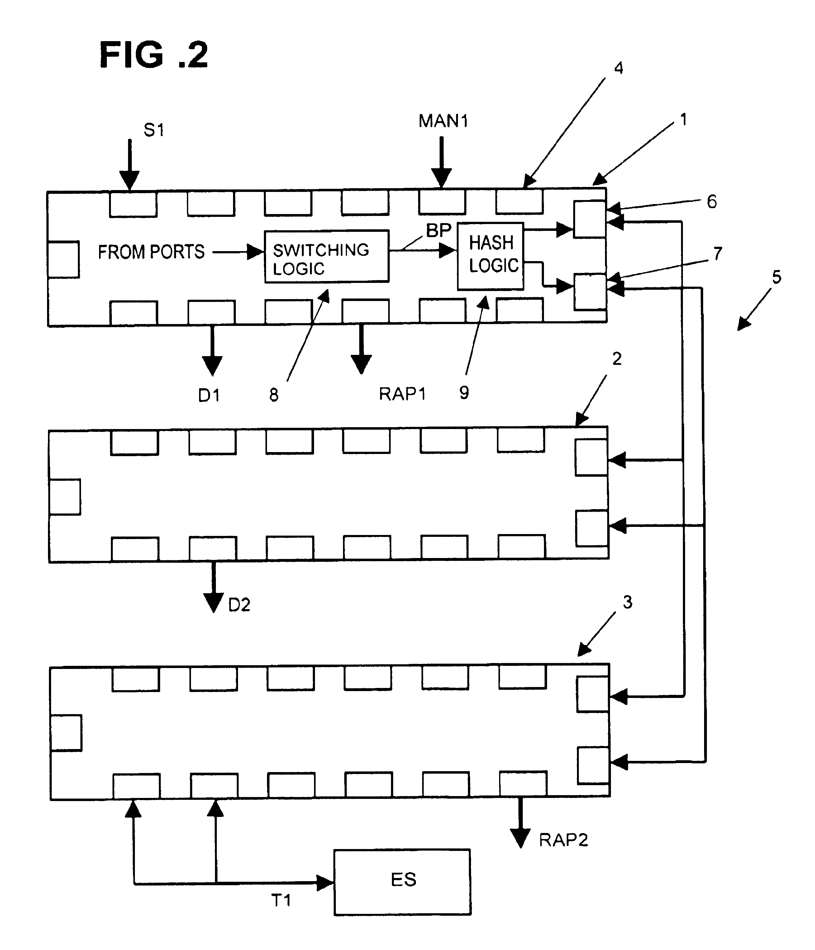 Port mirroring across a trunked stack of multi-port communication devices