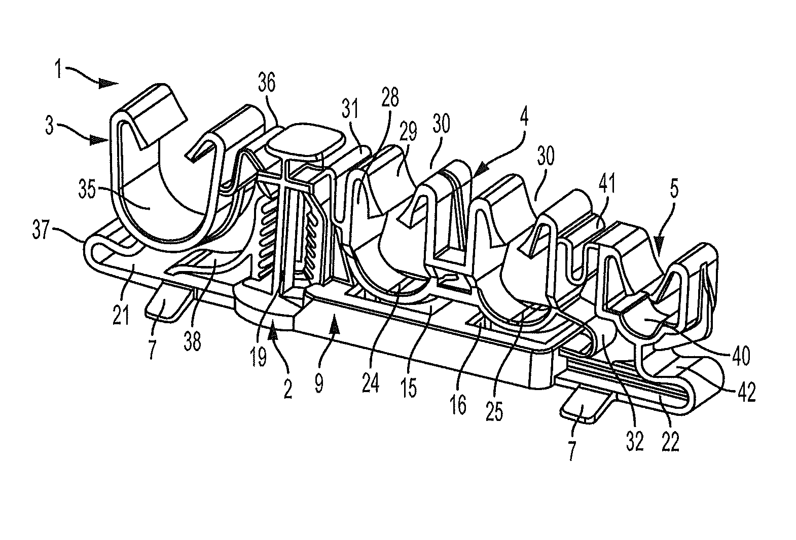 Plastic holder for Anti-vibration fastening an elongated object