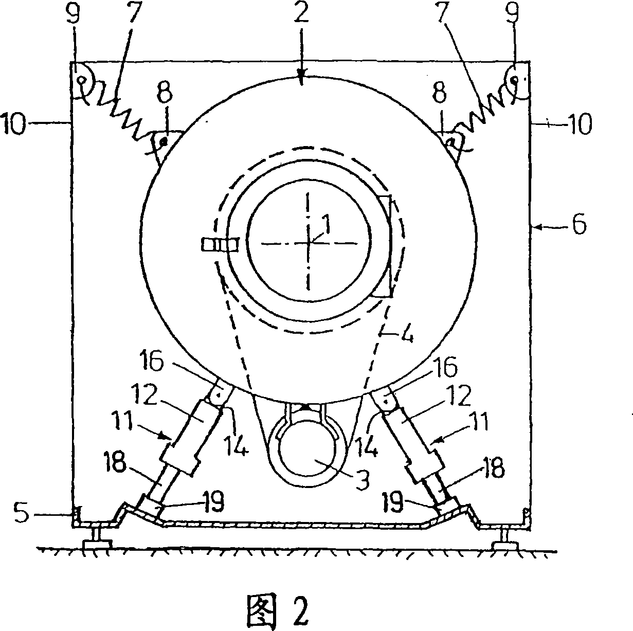 Connecting device for connecting of vibration damper to washing machine and/or frame of washing machine
