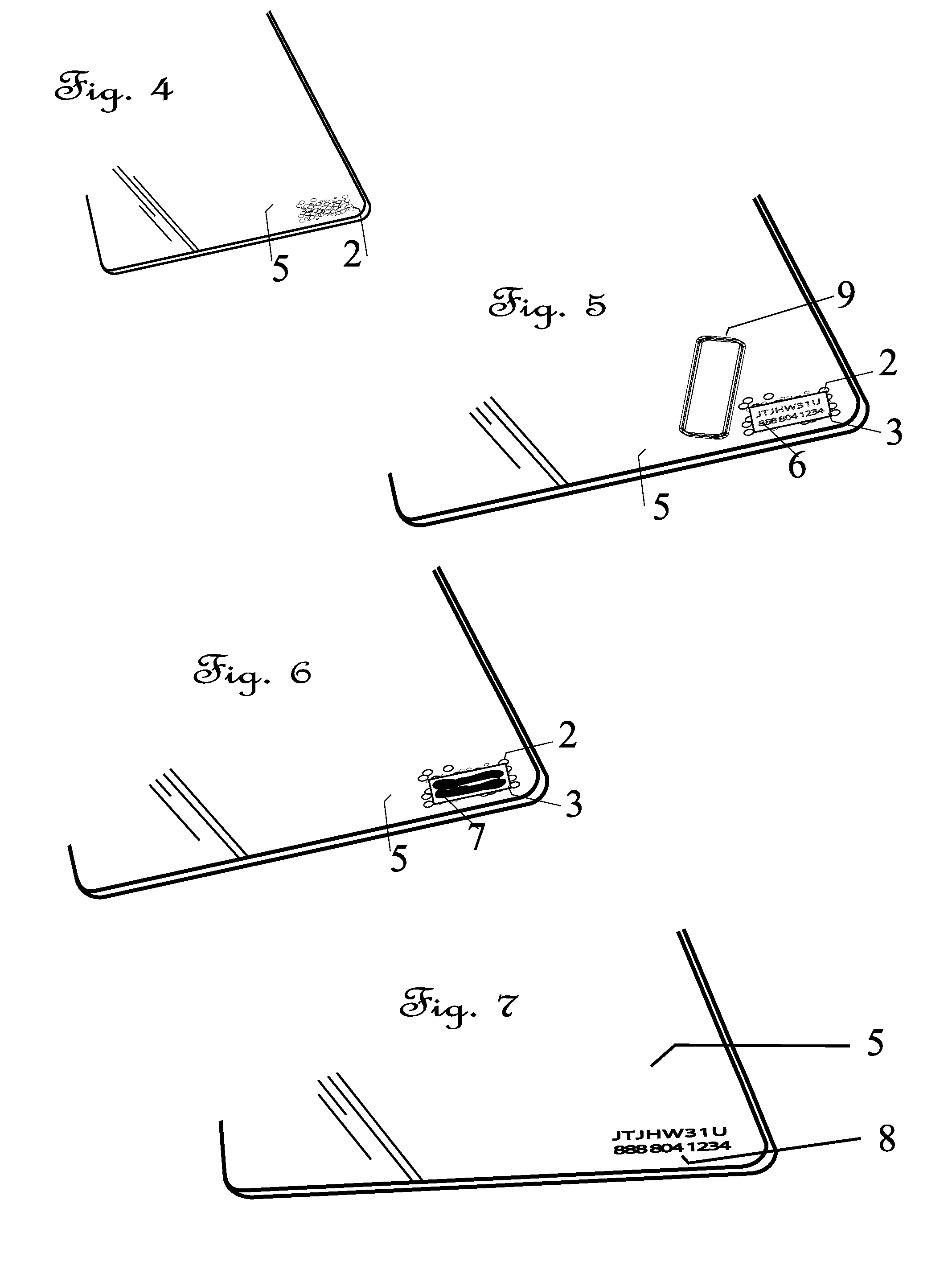 Process to attach thermal stencils to a glass substrate and permanently etch a mark therein
