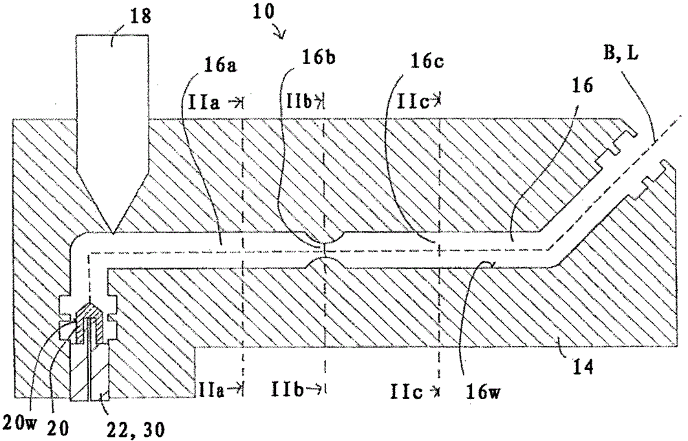 Molding device and molding method for producing hollow molded articles