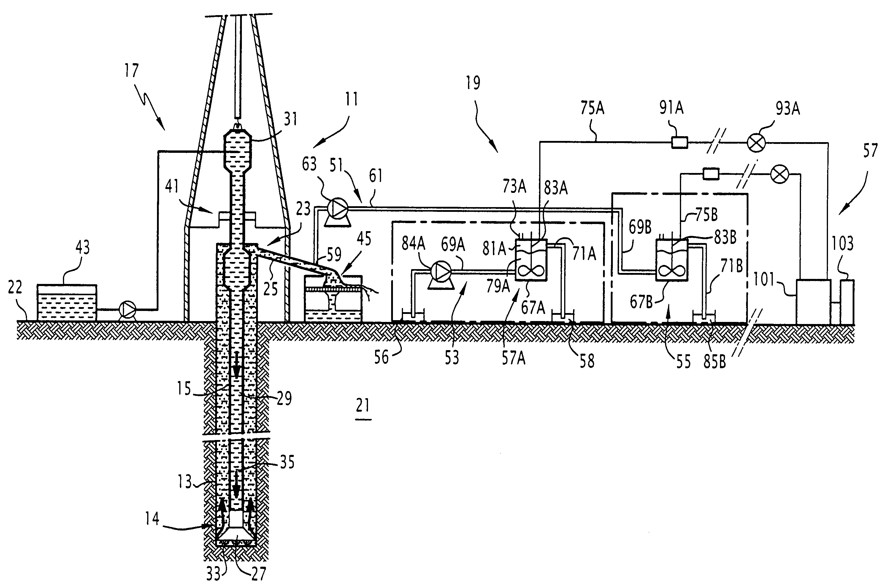 Method for determining the content of at least one given gas in a drilling mud, associated device and rig