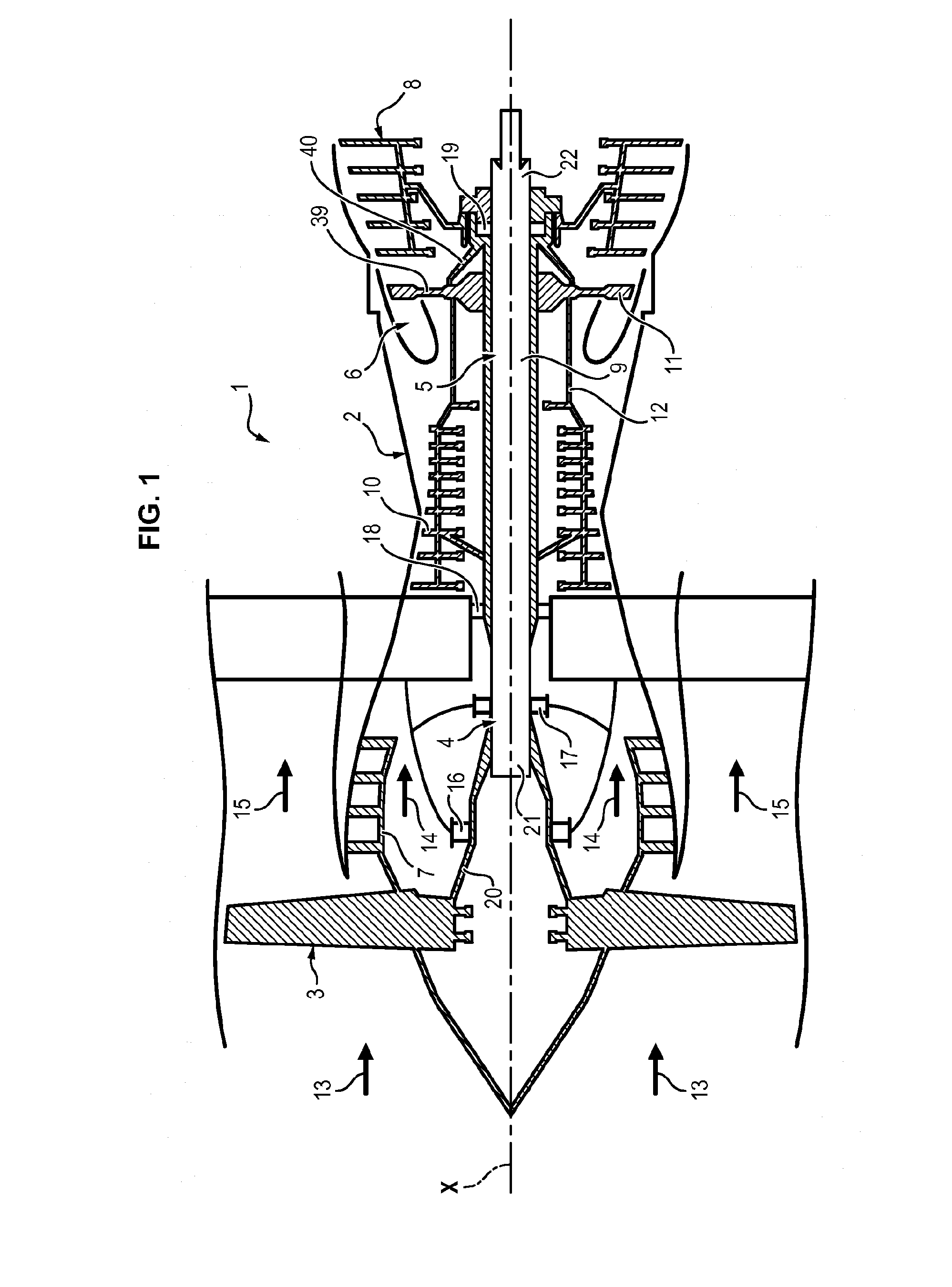 Trunnion for high-pressure turbine, and turbojet engine including such a trunnion