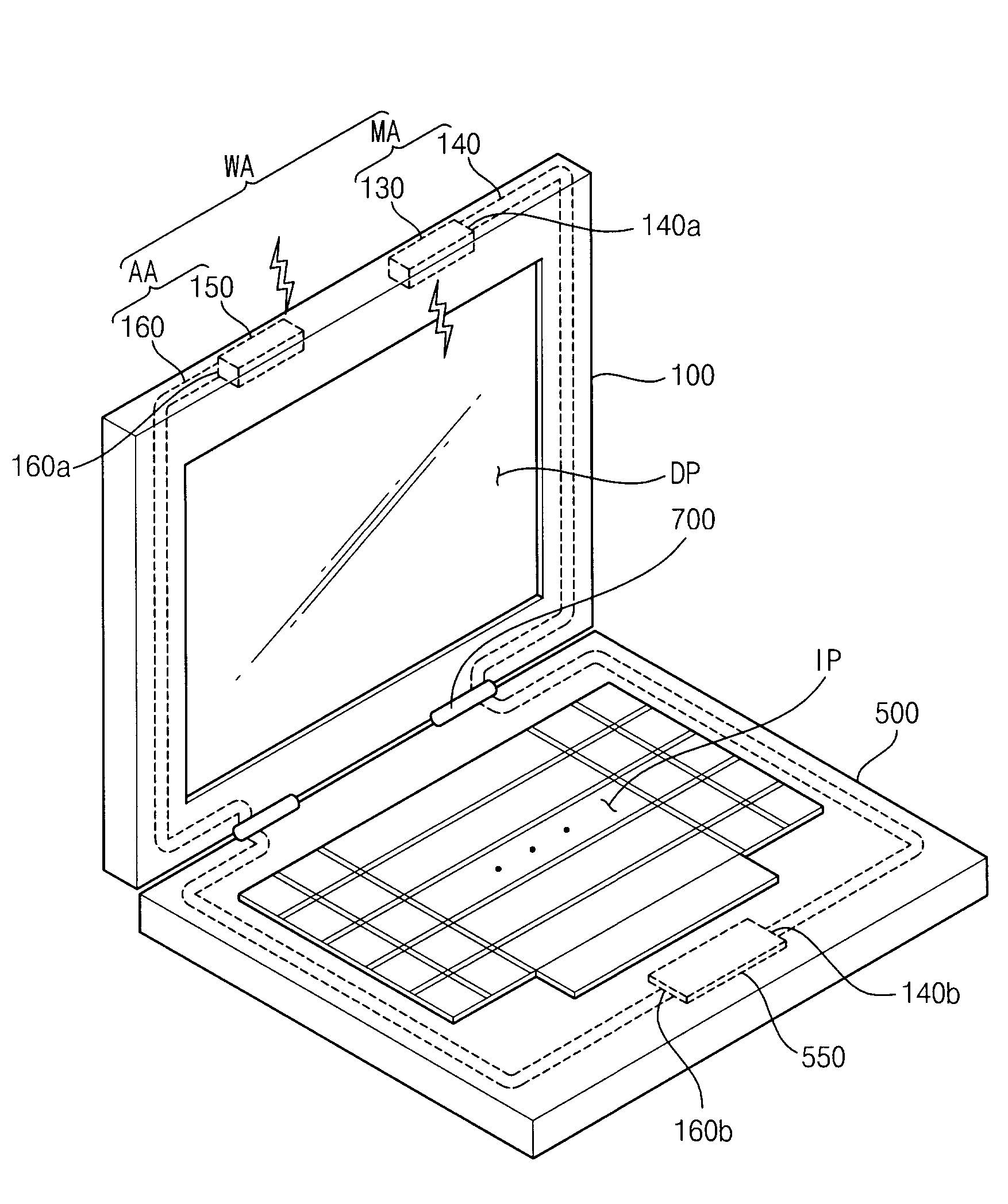 Antenna module, display device having the same, and information processing system having the same