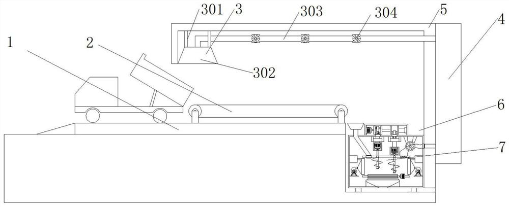 Efficient grain unloading operation dust collection device