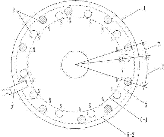 Rotary-disc type sensor with multiple magnets uneven in position for motorized bicycle