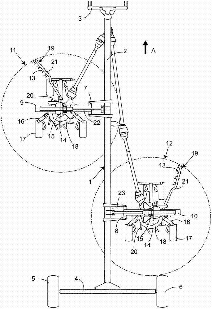 Rotor of haymaking machine provided with arms in two parts connected by an improved connecting device