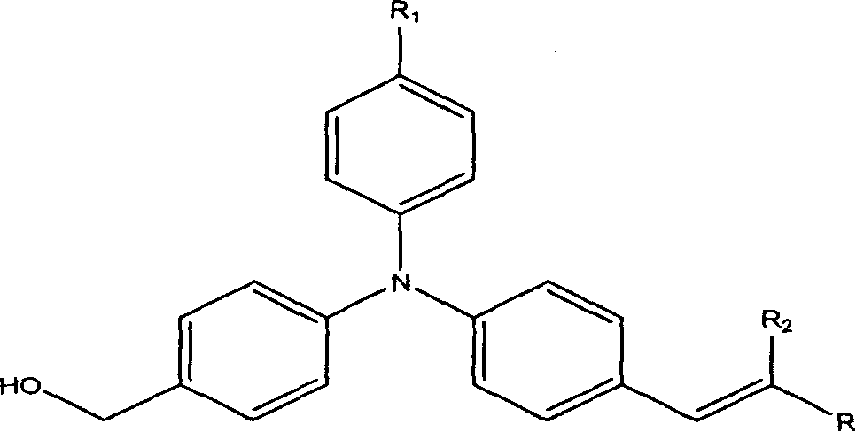 Second-order non-linear optical chromophore containing trianilino group and its synthesis process