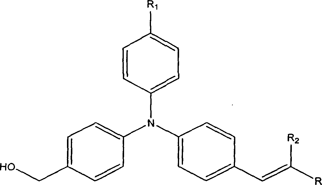 Second-order non-linear optical chromophore containing trianilino group and its synthesis process