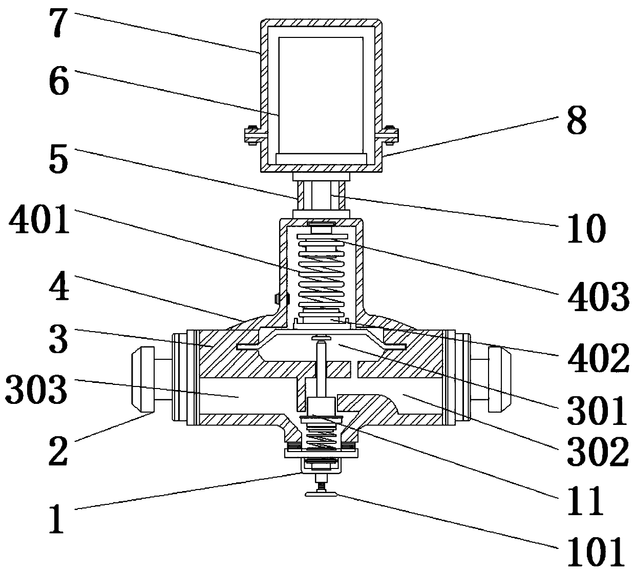 Electromagnetic locking pressure reducing valve