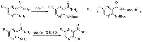 6-fluorine-3-hydroxy-2-pyrazinamide synthetic method