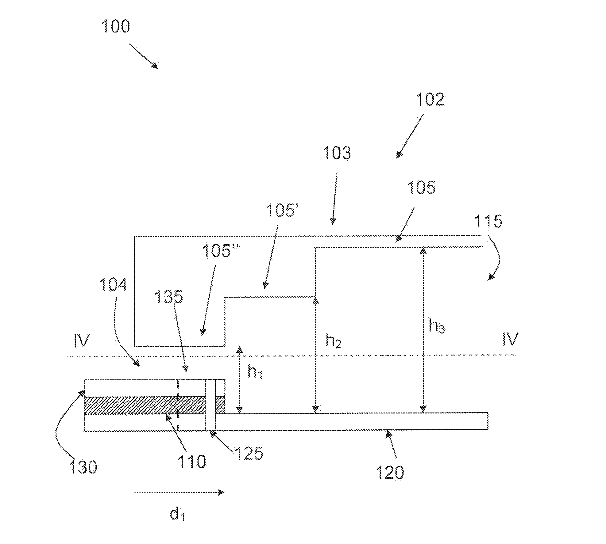 Transition between a microstrip protruding into an end of a closed waveguide having stepped sidewalls