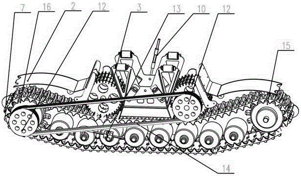Tire-driven type tracked traveling device for snowfields