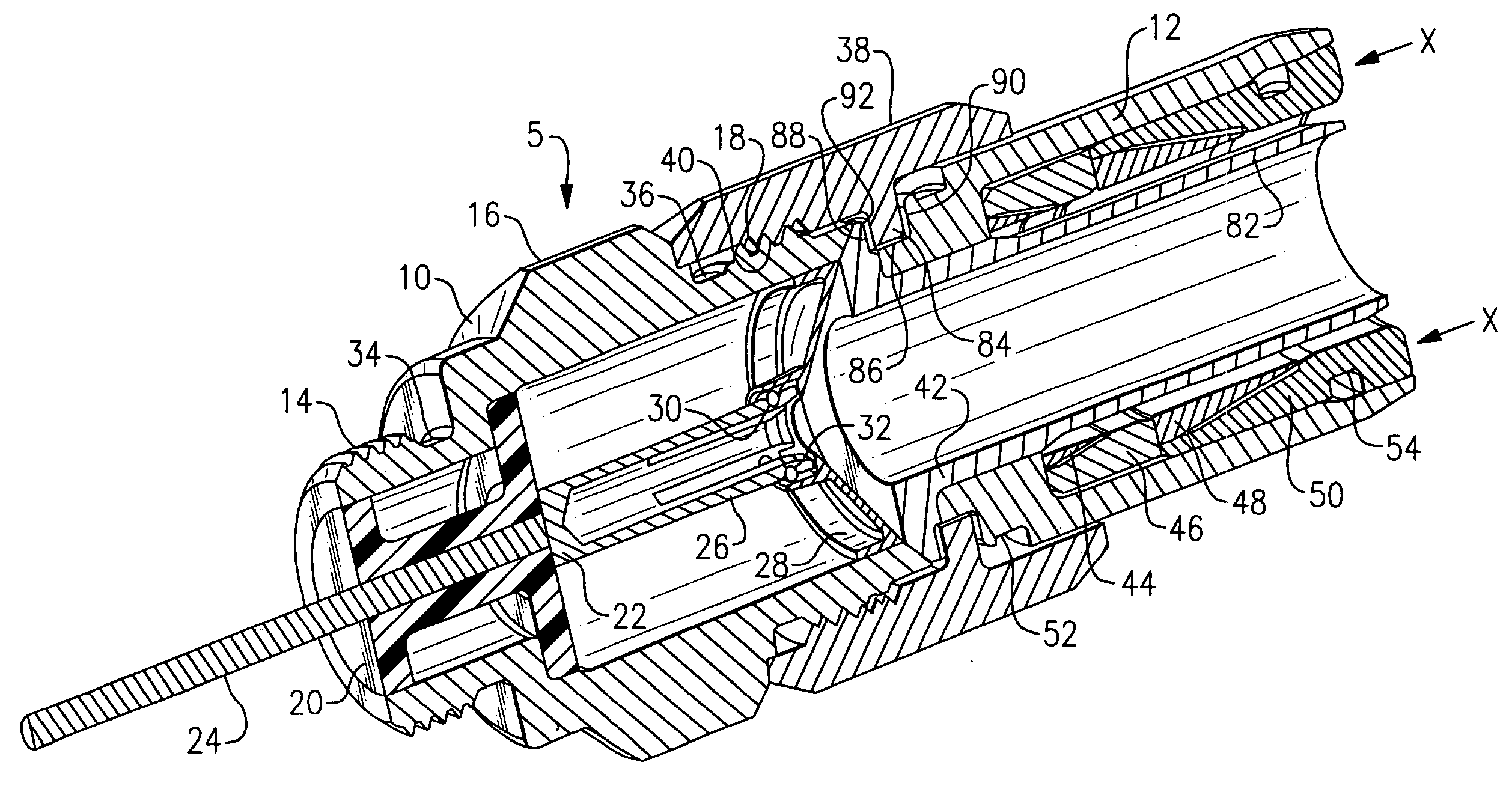 Compression connector with integral coupler