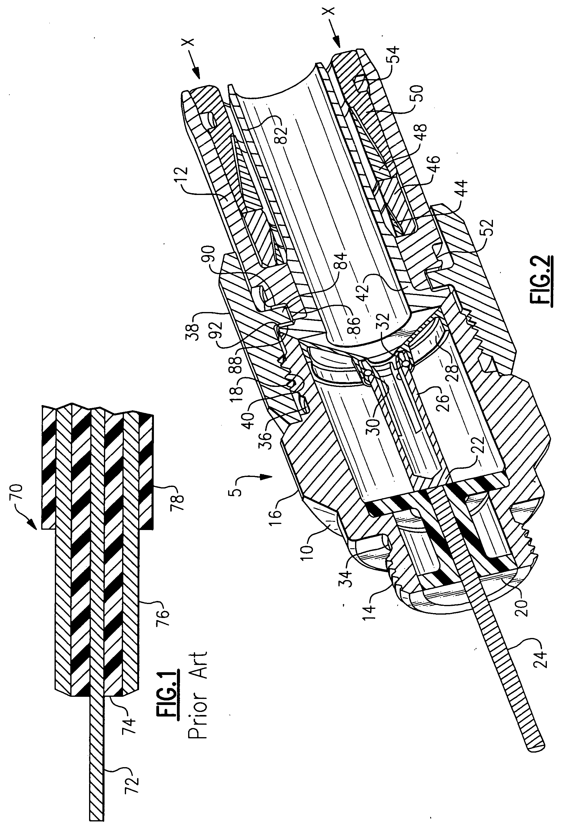 Compression connector with integral coupler