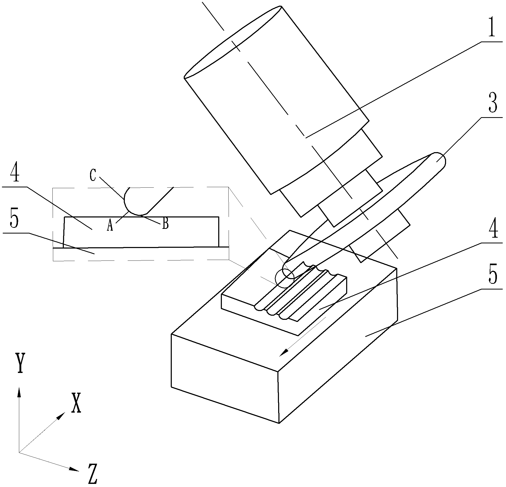 Single-direction inclined-shaft profiling precision grinding method of array optical elements of micro circular troughs