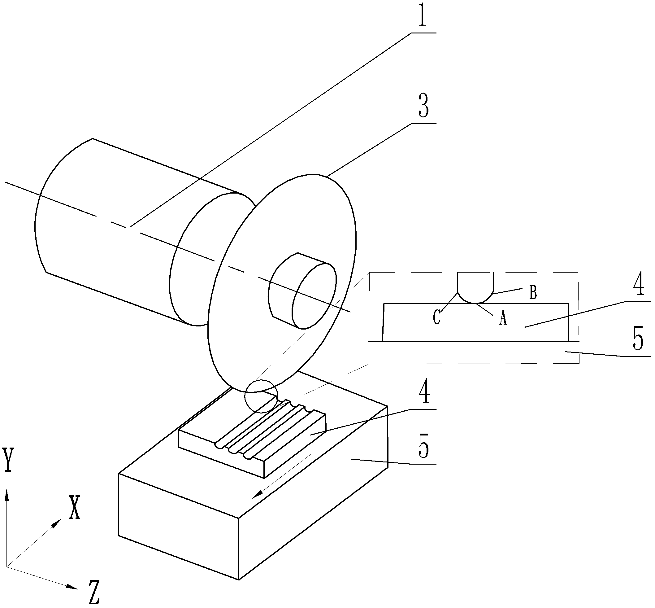 Single-direction inclined-shaft profiling precision grinding method of array optical elements of micro circular troughs