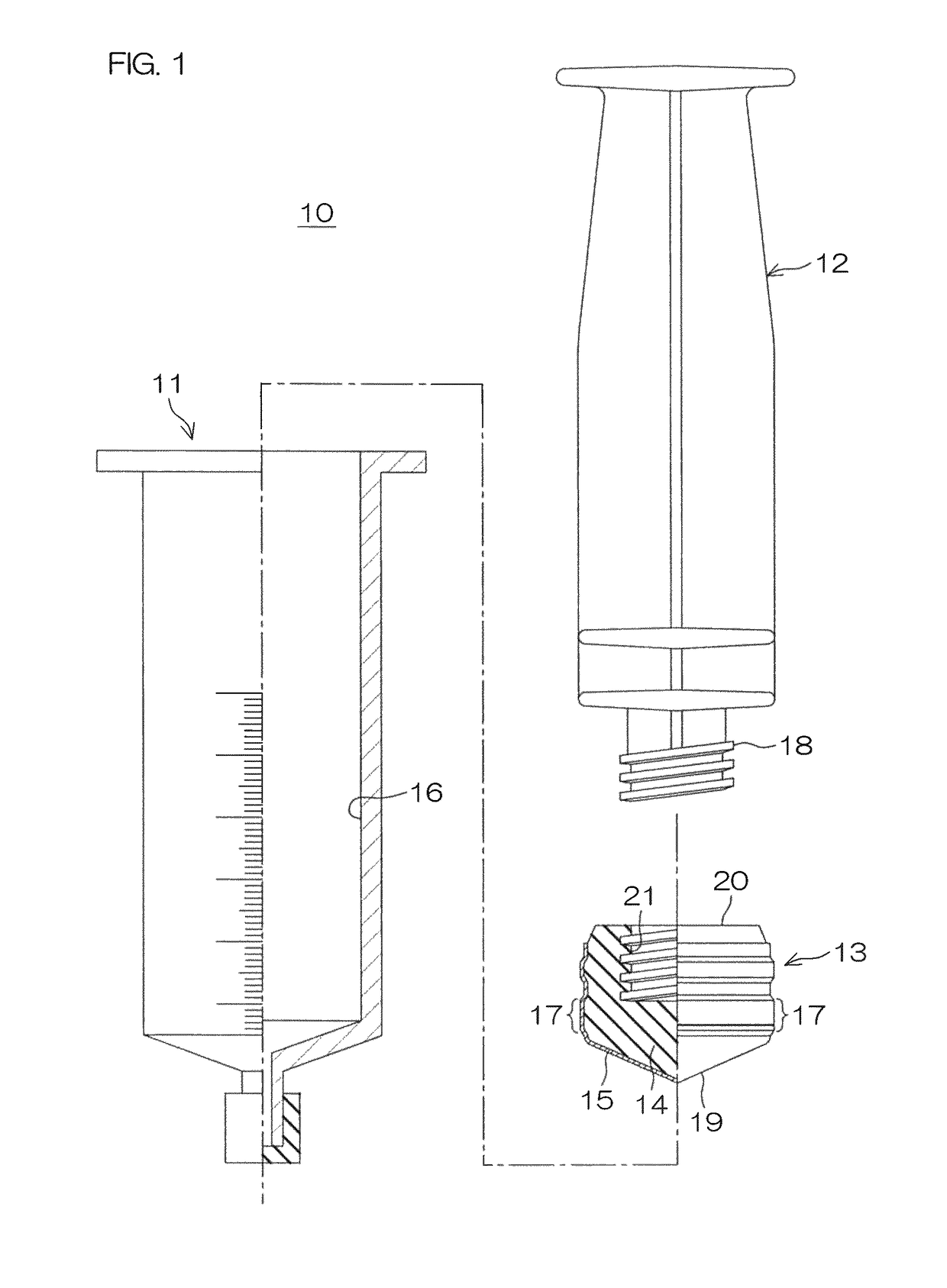 Medical syringe, gasket to be used for syringe, and gasket production method