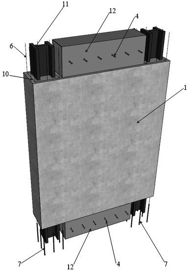 Prefabricated stiff concrete shear wall panel with U-shaped anchor steel plate, fabricated stiff concrete shear wall and manufacturing method