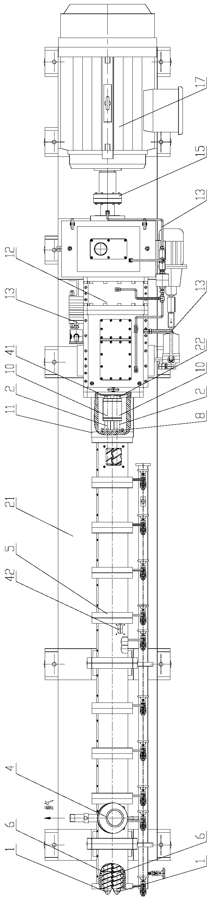 Structure of homonymous parallel double-screw-rod extrusion machine