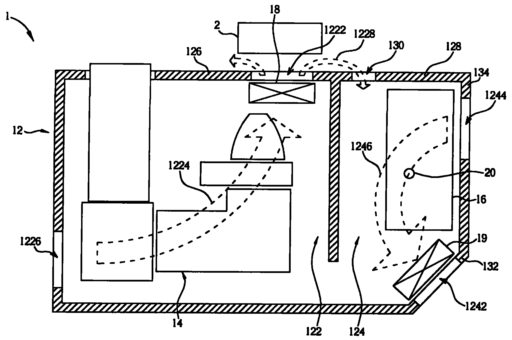 Heat radiation structure and projector thereof