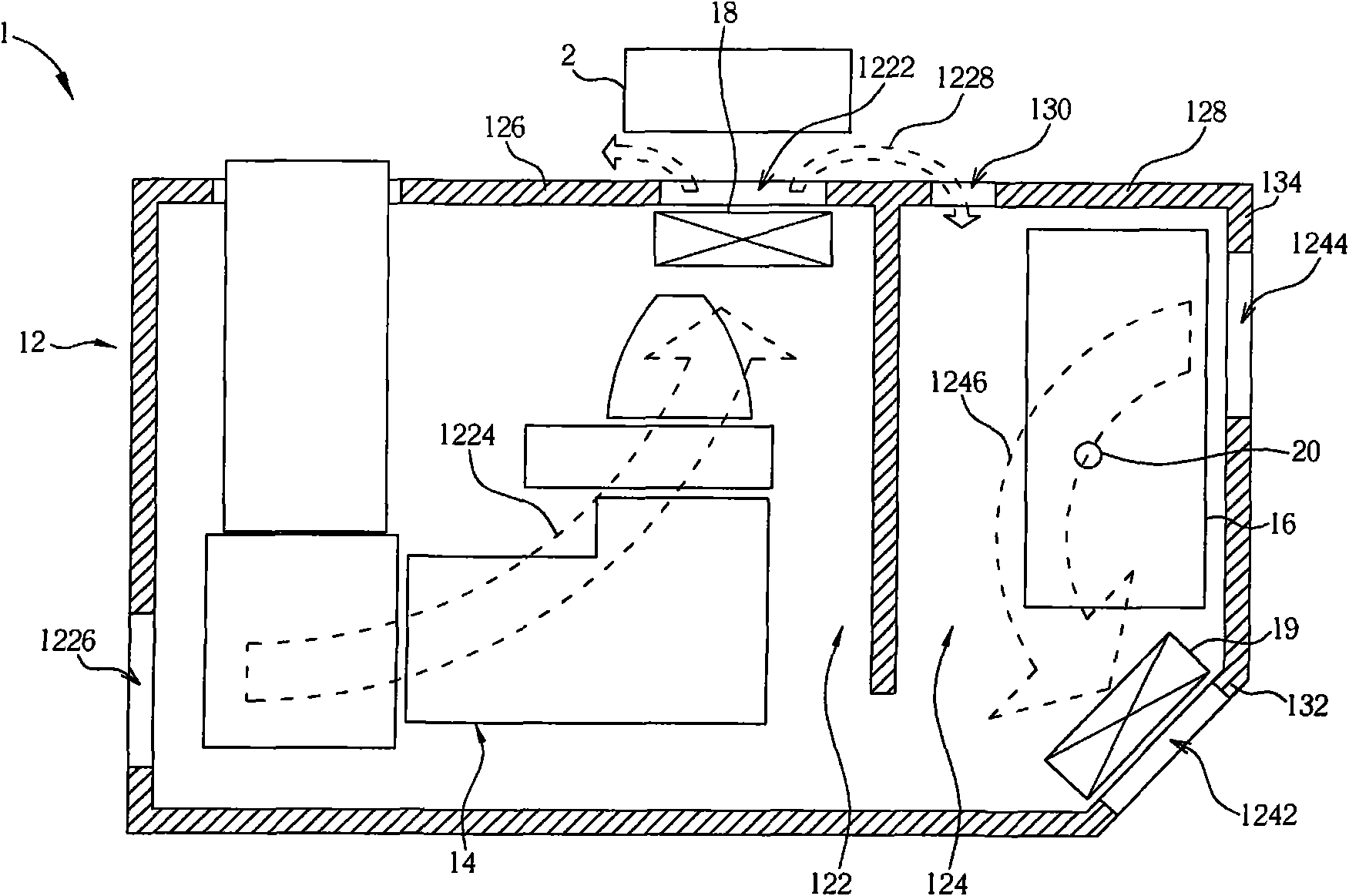 Heat radiation structure and projector thereof