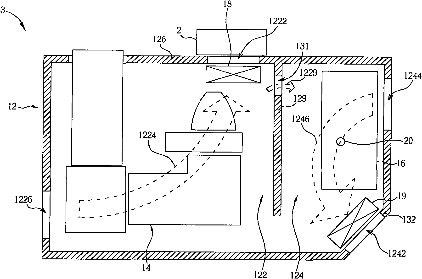 Heat radiation structure and projector thereof