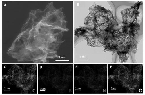 Boron/nitrogen double-doped porous carbon nanosheet and lithium-sulfur battery positive electrode material thereof