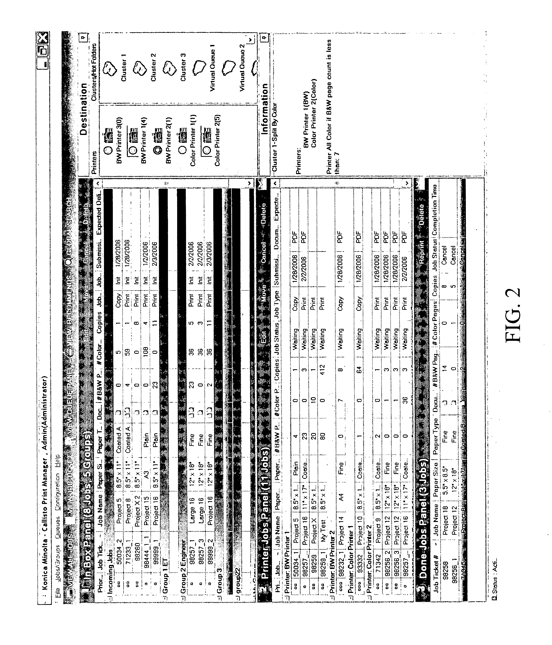 Print management method and apparatus with multiple views